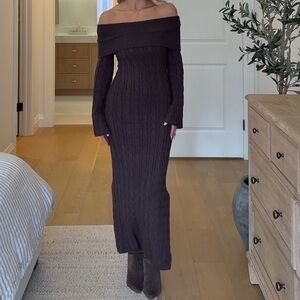 12th tribe brown knit long sleeve dress